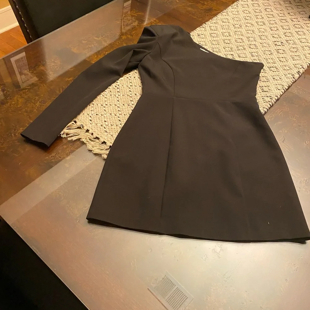 Steve Madden Mini Black One Shoulder Long Sleeve Dress Side Zipper. Sz Small.NWT